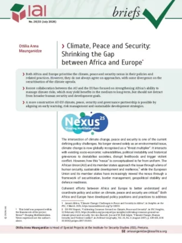 Climate, Peace and Security: Shrinking the Gap between Africa and Europe
